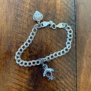 Sterling Silver and Amethyst Charm Bracelet